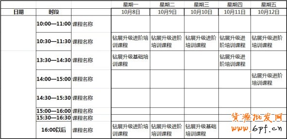 (10月8日-12日)鉆展2.0后臺升級培訓課程安排